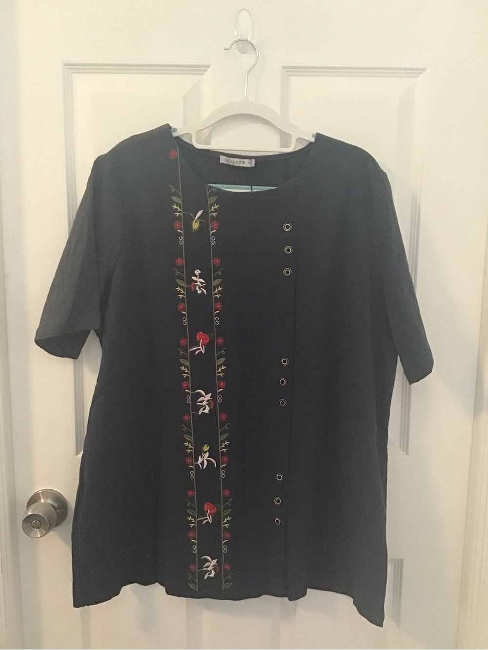 CELLABIE Navy Embroidered Top - XL